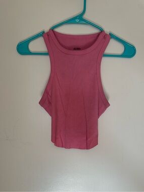wild fable Pink Ribbed High-Neck Crop Tank